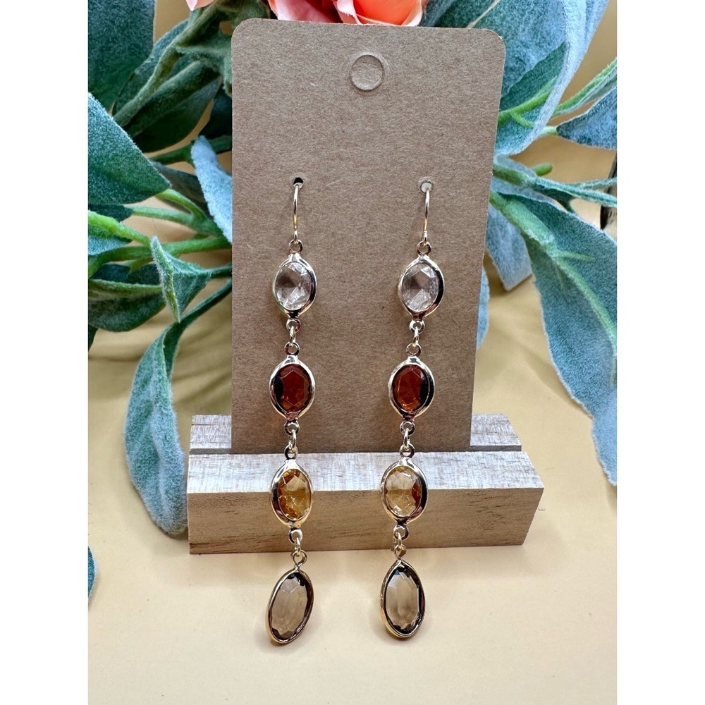 Brown gemstone drop earrings